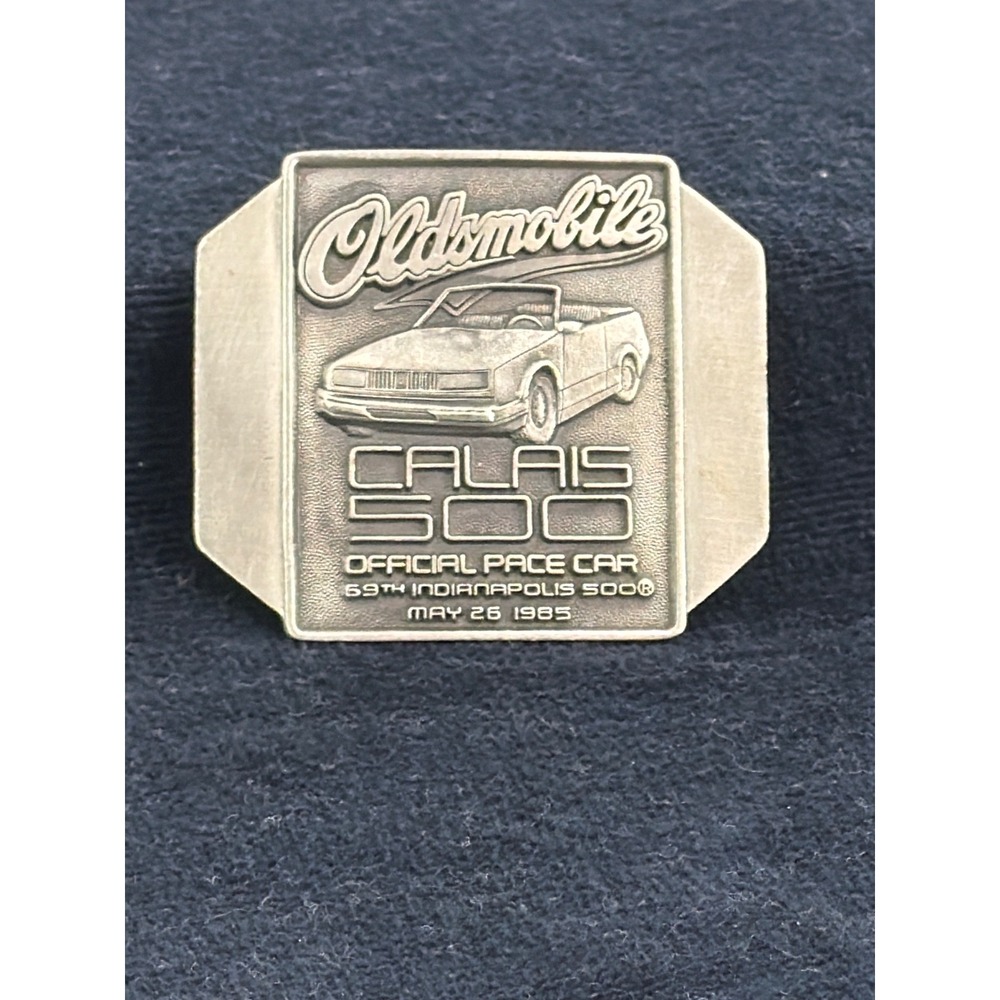 Vintage 1985 Oldsmobile Calais 500 Indy 500 Pace Car Pewter Belt Buckle‎ LE #7